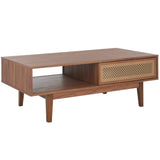 Safavieh Ceu 2 Door Coffee Table XII23 Walnut/ Gold Wood COF9602A