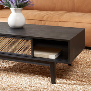 Safavieh Ceu Modern Coffee Table With Elegant Storage, Sleek Design, And Luxurious Accents For Living Rooms Black/ Gold COF9602B