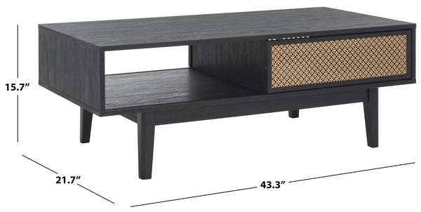 Safavieh Ceu 2 Door Coffee Table XII23 Black/ Gold Wood COF9602B