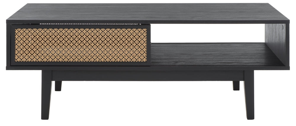 Safavieh Ceu Modern Coffee Table With Elegant Storage, Sleek Design, And Luxurious Accents For Living Rooms Black/ Gold COF9602B