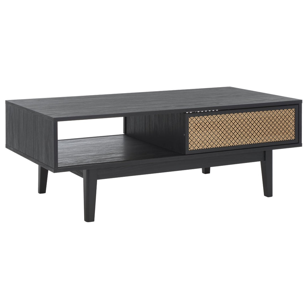 Safavieh Ceu Modern Coffee Table With Elegant Storage, Sleek Design, And Luxurious Accents For Living Rooms Black/ Gold COF9602B