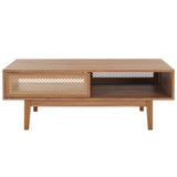 Safavieh Ceu 2 Door Coffee Table XII23 Oak/ Gold Wood COF9602D