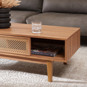 Safavieh Ceu Modern Coffee Table With Elegant Storage, Sleek Design, And Luxurious Accents For Living Rooms Oak/ Gold COF9602D