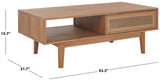 Safavieh Ceu 2 Door Coffee Table XII23 Oak/ Gold Wood COF9602D