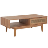 Safavieh Ceu 2 Door Coffee Table XII23 Oak/ Gold Wood COF9602D