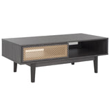 Safavieh Ceu 2 Door Coffee Table XII23 Distreesed Black/ Gold Wood COF9602E