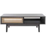 Safavieh Ceu 2 Door Coffee Table XII23 Distreesed Black/ Gold Wood COF9602E