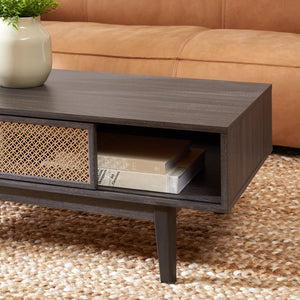 Safavieh Ceu Modern Coffee Table With Elegant Storage, Sleek Design, And Luxurious Accents For Living Rooms Distressed Black/ Gold COF9602E