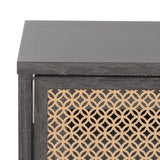 Safavieh Ceu 2 Door Coffee Table XII23 Distreesed Black/ Gold Wood COF9602E