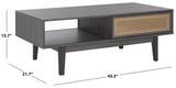 Safavieh Ceu 2 Door Coffee Table XII23 Distreesed Black/ Gold Wood COF9602E