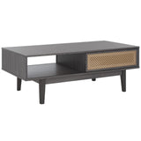 Safavieh Ceu 2 Door Coffee Table XII23 Distreesed Black/ Gold Wood COF9602E