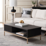 Safavieh Lylia 2 Door Coffee Table Distressed Black / Gold COF9603E