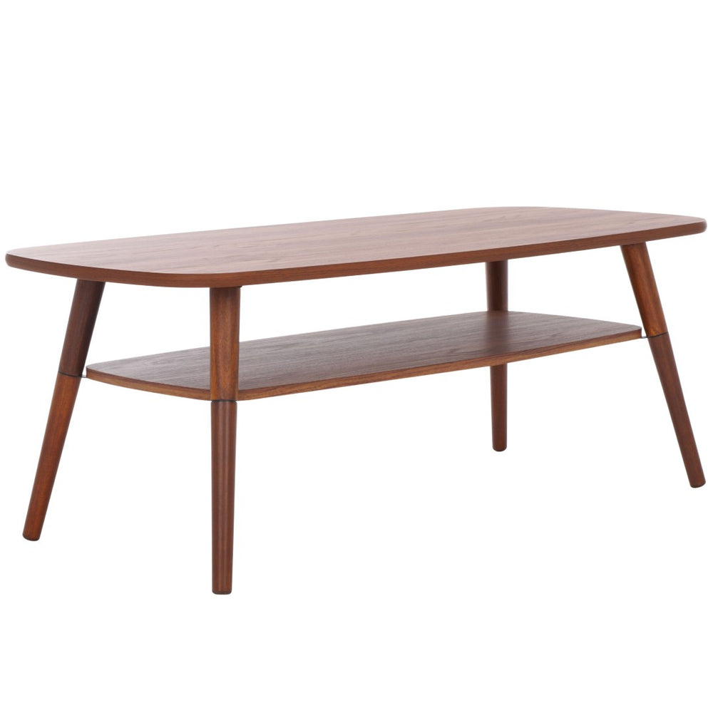 Safavieh Karou 2-Tier Coffee Table - Mid-Century Modern Design With Smooth Edges And Ample Storage Space Walnut COF9604A