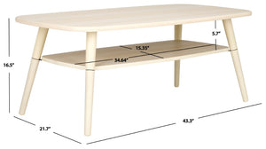 Safavieh Karou 2-Tier Coffee Table - Mid-Century Modern Design With Smooth Edges And Ample Storage Space Bleached White COF9604C