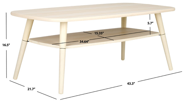 Safavieh Karou 2-Tier Coffee Table - Mid-Century Modern Design With Smooth Edges And Ample Storage Space Bleached White COF9604C