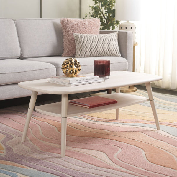 Safavieh Karou 2-Tier Coffee Table - Mid-Century Modern Design With Smooth Edges And Ample Storage Space Bleached White COF9604C