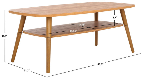 Safavieh Karou 2 Tier Coffee Table Oak 43.3" x 21.7" x 16.5"