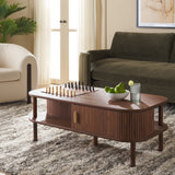 Safavieh Tealla 2 Tambour Door Coffee Table Walnut / Gold COF9606A