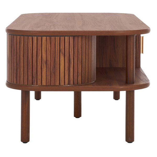 Safavieh Tealla 2 Tambour Door Coffee Table Walnut / Gold COF9606A