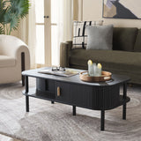 Safavieh Tealla 2 Tambour Door Coffee Table Black / Gold COF9606B