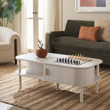 Safavieh Tealla 2 Tambour Door Coffee Table Bleached White / Gold COF9606C