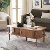 Safavieh Tealla 2 Tambour Door Coffee Table Oak / Gold COF9606D