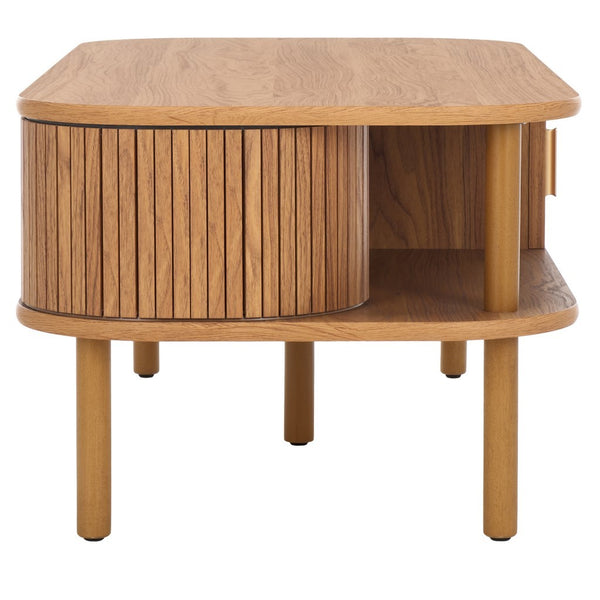 Safavieh Tealla 2 Tambour Door Coffee Table Oak / Gold COF9606D