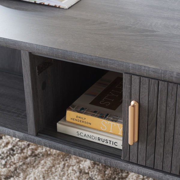 Safavieh Tealla 2 Tambour Door Coffee Table Distressed Black / Gold COF9606E