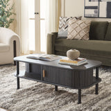 Safavieh Tealla 2 Tambour Door Coffee Table Distressed Black / Gold COF9606E