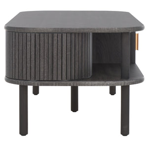 Safavieh Tealla 2 Tambour Door Coffee Table Distressed Black / Gold COF9606E