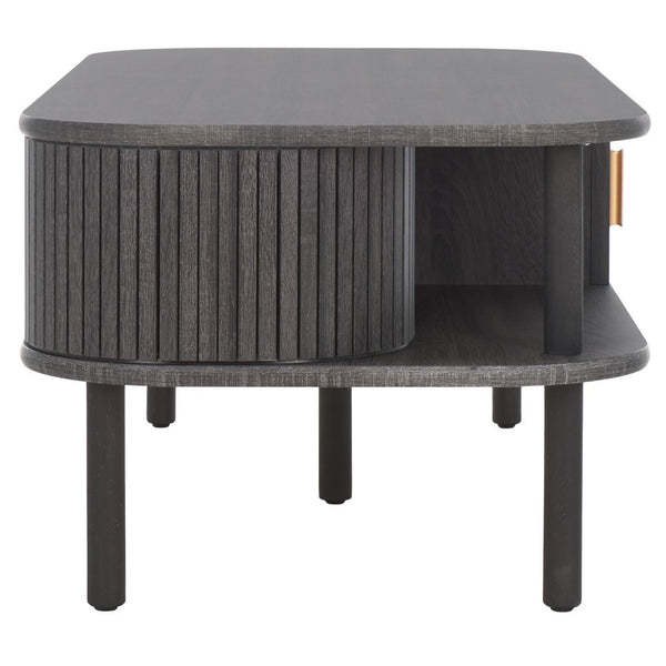 Safavieh Tealla 2 Tambour Door Coffee Table Distressed Black / Gold COF9606E