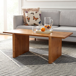 Safavieh Buckley Rustic Rectangle Coffee Table With Sawhorse Base - Warm Brown Finish For Modern Living Spaces COF9701A