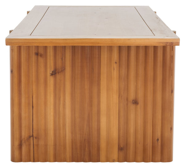 Safavieh Buckley Rustic Rectangle Coffee Table With Sawhorse Base - Warm Brown Finish For Modern Living Spaces COF9701A