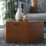 Safavieh Rafaela Hexagon Tray Top Coffee Table With Storage Walnut Mdf COF9703C