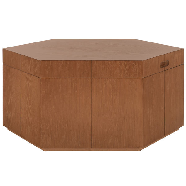Safavieh Rafaela Hexagon Tray Top Coffee Table With Storage Walnut Mdf COF9703C