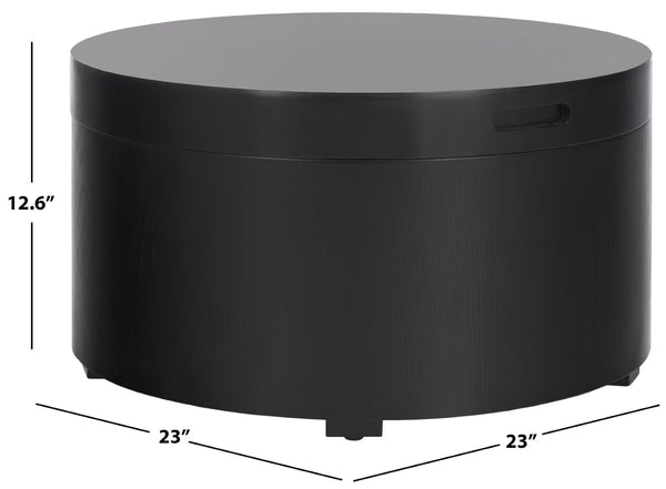 Safavieh Rafaela Round Tray Top Coffee Table With Storage Black Mdf COF9704A