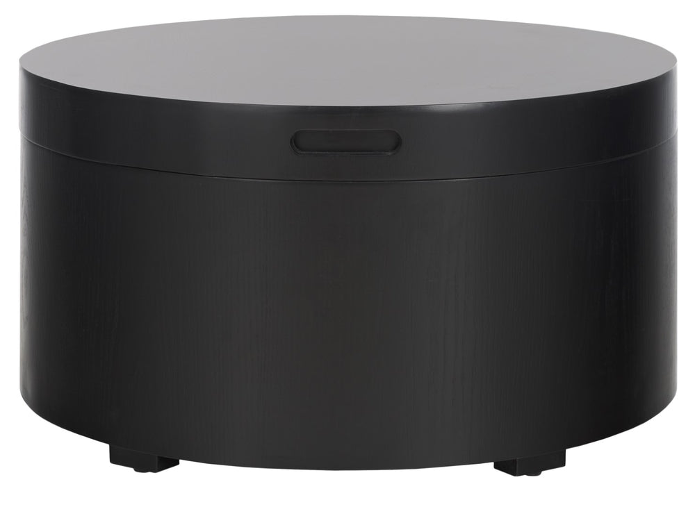 Safavieh Rafaela Round Tray Top Coffee Table With Storage Black Mdf COF9704A