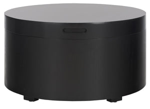 Safavieh Rafaela Round Tray Top Coffee Table With Storage Black Mdf COF9704A