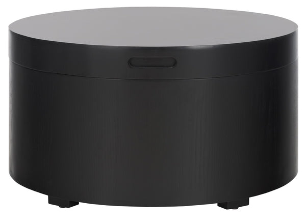 Safavieh Rafaela Round Tray Top Coffee Table With Storage Black Mdf COF9704A