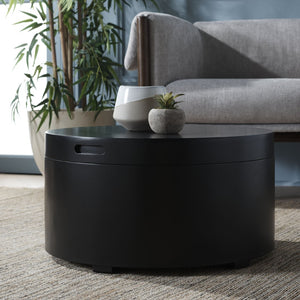 Safavieh Rafaela Round Tray-Top Coffee Table With Hidden Storage For A Stylish, Modern Living Room Experience Black COF9704A