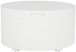 Safavieh Rafaela Round Tray Top Coffee Table With Storage White Mdf COF9704B