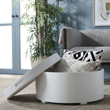 Safavieh Rafaela Round Tray Top Coffee Table With Storage White Mdf COF9704B