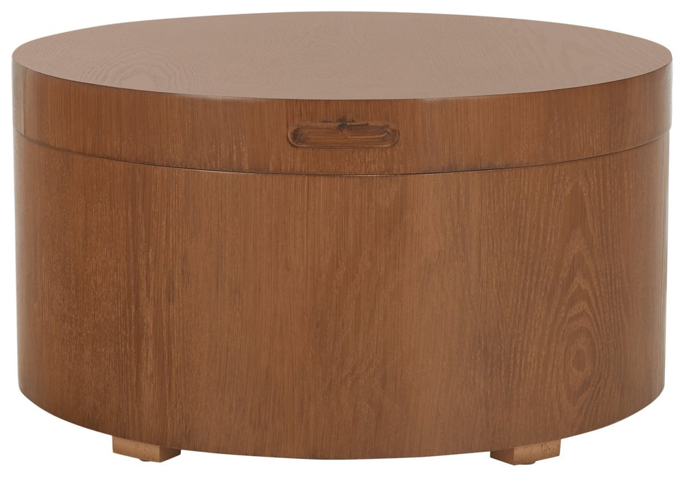 Safavieh Rafaela Round Tray-Top Coffee Table With Hidden Storage For A Stylish, Modern Living Room Experience Walnut COF9704C