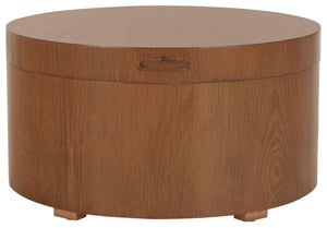 Safavieh Rafaela Round Tray Top Coffee Table With Storage Walnut Mdf COF9704C