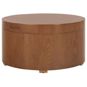 Safavieh Rafaela Round Tray Top Coffee Table With Storage Walnut Mdf COF9704C