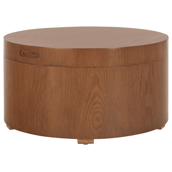 Safavieh Rafaela Round Tray Top Coffee Table With Storage Walnut Mdf COF9704C
