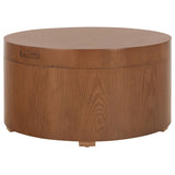 Safavieh Rafaela Round Tray Top Coffee Table With Storage Walnut Mdf COF9704C