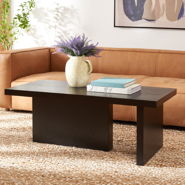 Safavieh Assana Coffee Table - Modern Sculptural Design With Natural Wood Grain For Stylish Living Spaces Black COF9706A