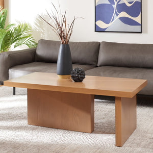 Safavieh Assana Coffee Table - Modern Sculptural Design With Natural Wood Grain For Stylish Living Spaces Sand COF9706C