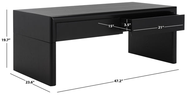 Safavieh Rune Coffee Table W/ Drawers X23 Black COF9707A